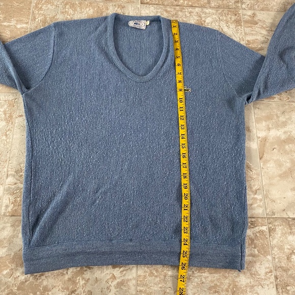 Vintage Men's Izod Lacoste Navy Blue V-Neck Pullover Sweater Made in USA Large - Picture 6 of 9